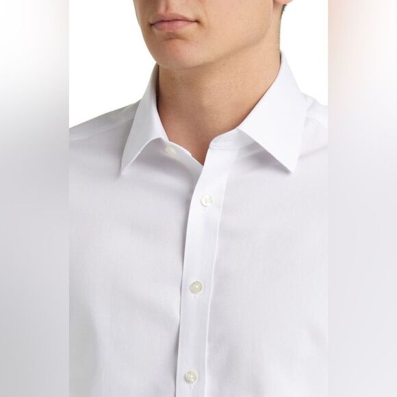 Charles Tyrwhitt Slim Fit Non-Iron Solid Royal Oxford‎ White 17/36 NWT IN PKG - Picture 2 of 9